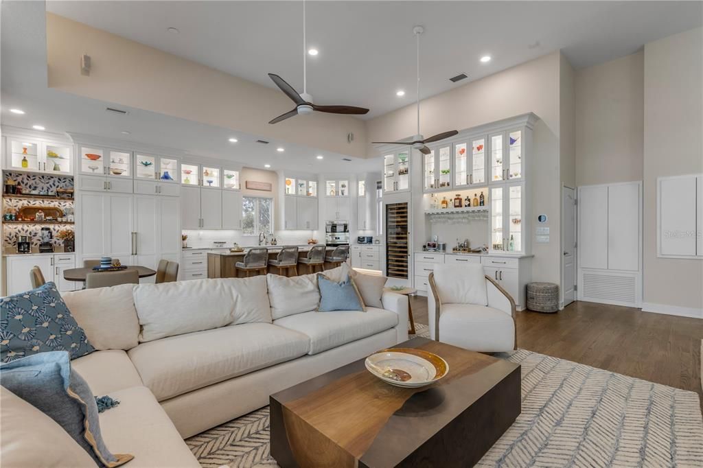 Dining room, Interior, Kitchen, Living room, Pendant Lights, Recessed Lighting, Wood Texture Flooring