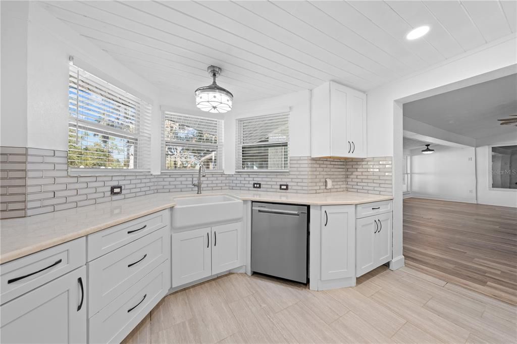 Interior, Kitchen, Recessed Lighting, Wood Texture Flooring