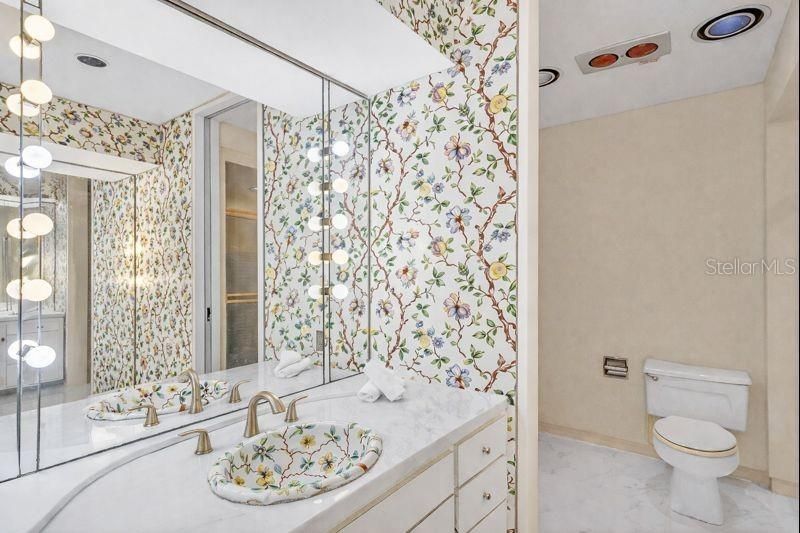 Bathroom, Glass Shower, Interior, Marble, Recessed Lighting