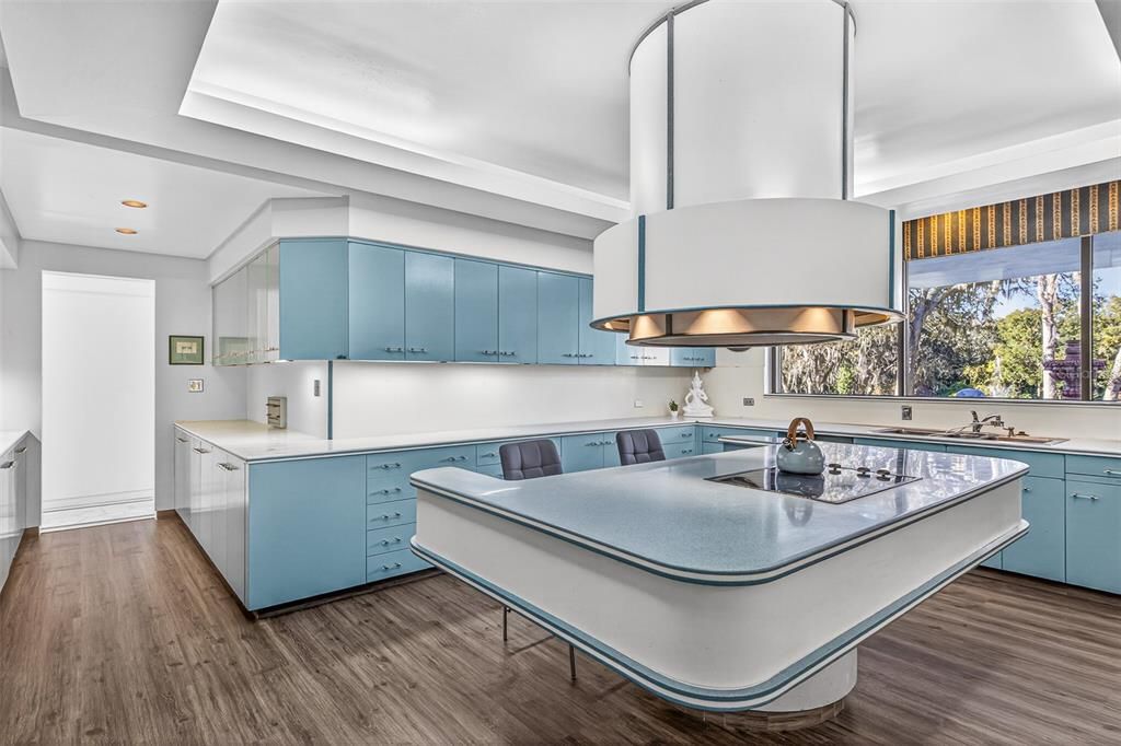 Interior, Kitchen, Recessed Lighting, Wood Texture Flooring