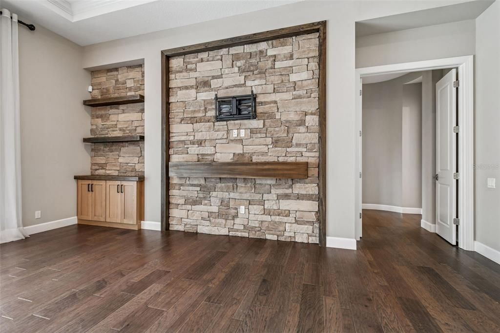Empty room, Interior, Stone Walls, Wood Texture Flooring