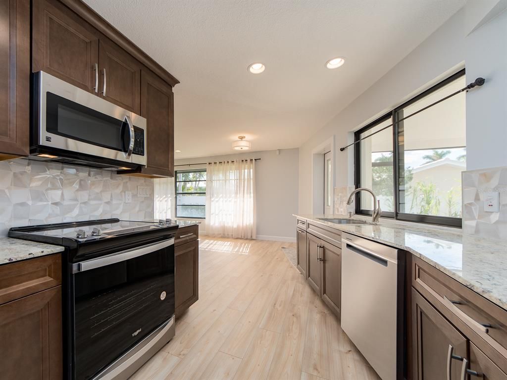 Interior, Kitchen, Recessed Lighting, Wood Texture Flooring