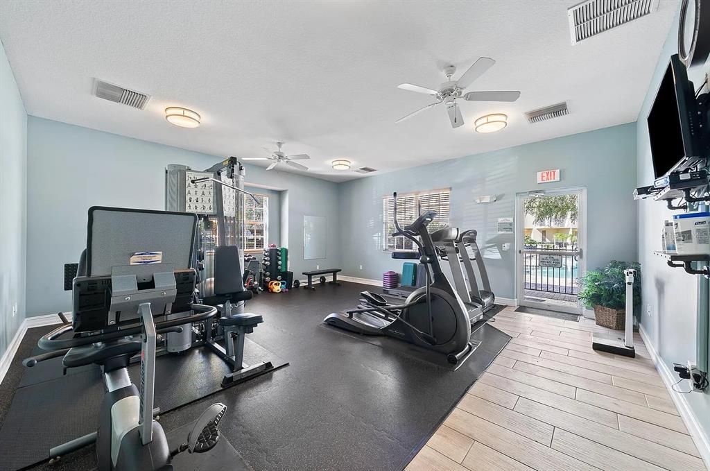 Fitness Equipment, Interior, Wood Texture Flooring