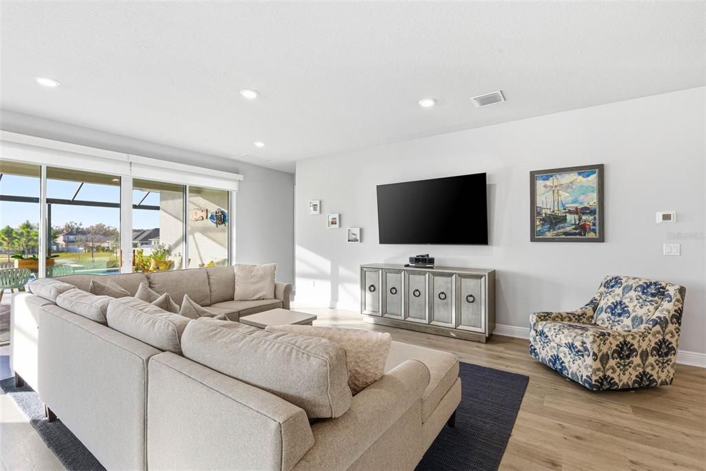 Interior, Living room, Recessed Lighting, Wood Texture Flooring