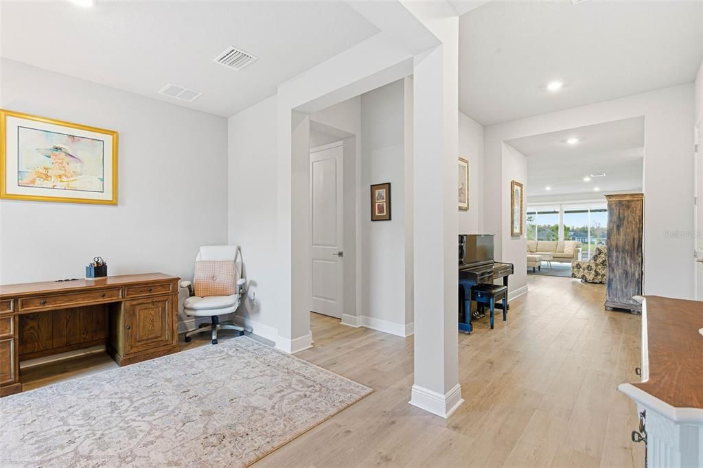 Home Office, Interior, Recessed Lighting, Wood Texture Flooring