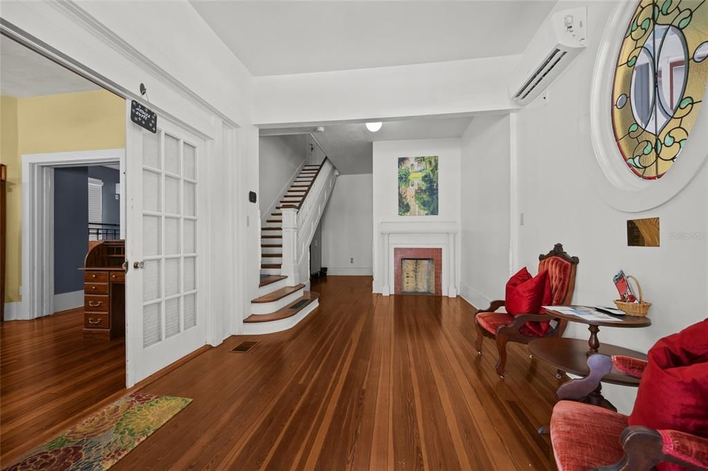 Fireplace, Interior, Wood Texture Flooring