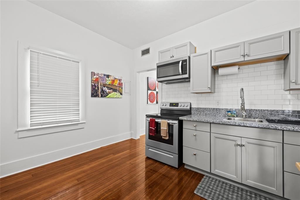 Interior, Kitchen, Stainless Steel Appliances, Wood Texture Flooring