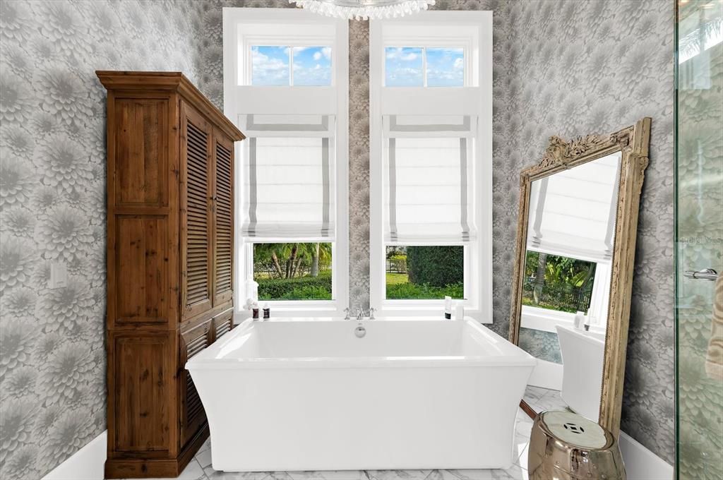 Bathroom, Free Standing Baths, Interior, Marble, Marble Walls