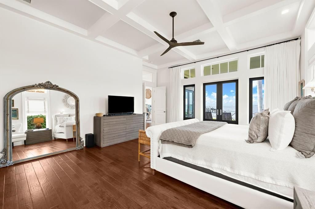 Bedroom, Interior, Recessed Lighting, Water, Wood Texture Flooring