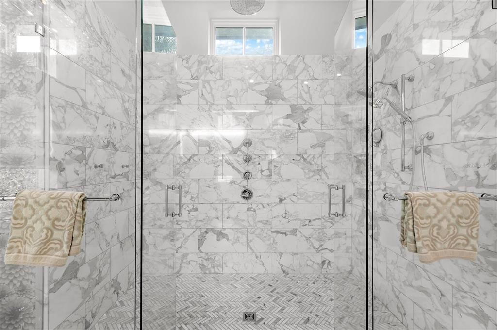 Bathroom, Glass Shower, Interior, Marble Walls