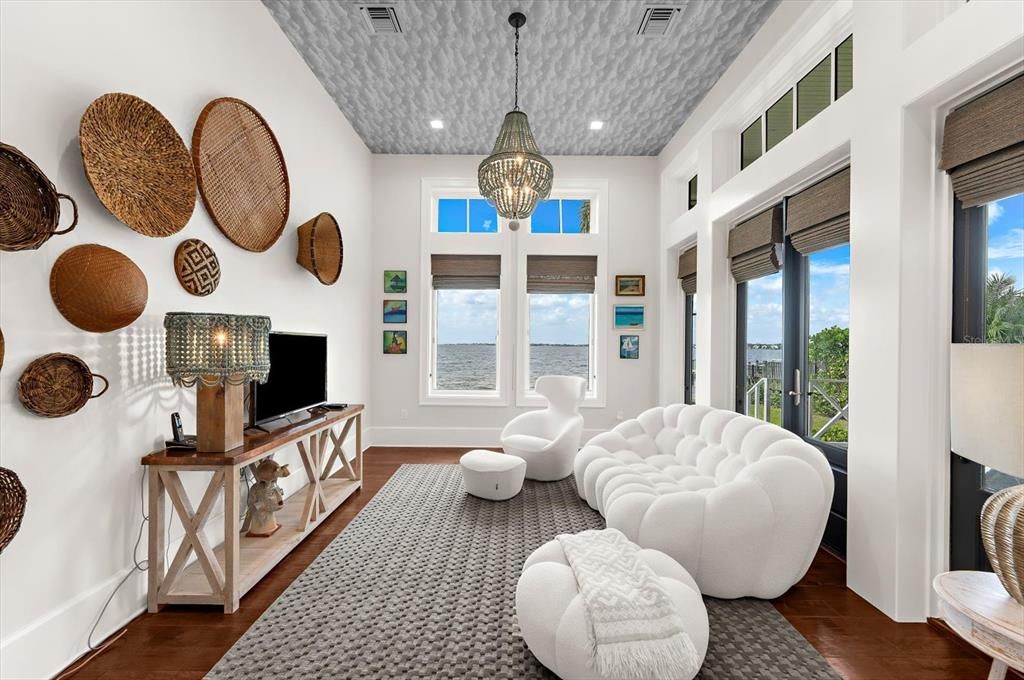 Interior, Pendant Lights, Recessed Lighting, Water, Wood Texture Flooring