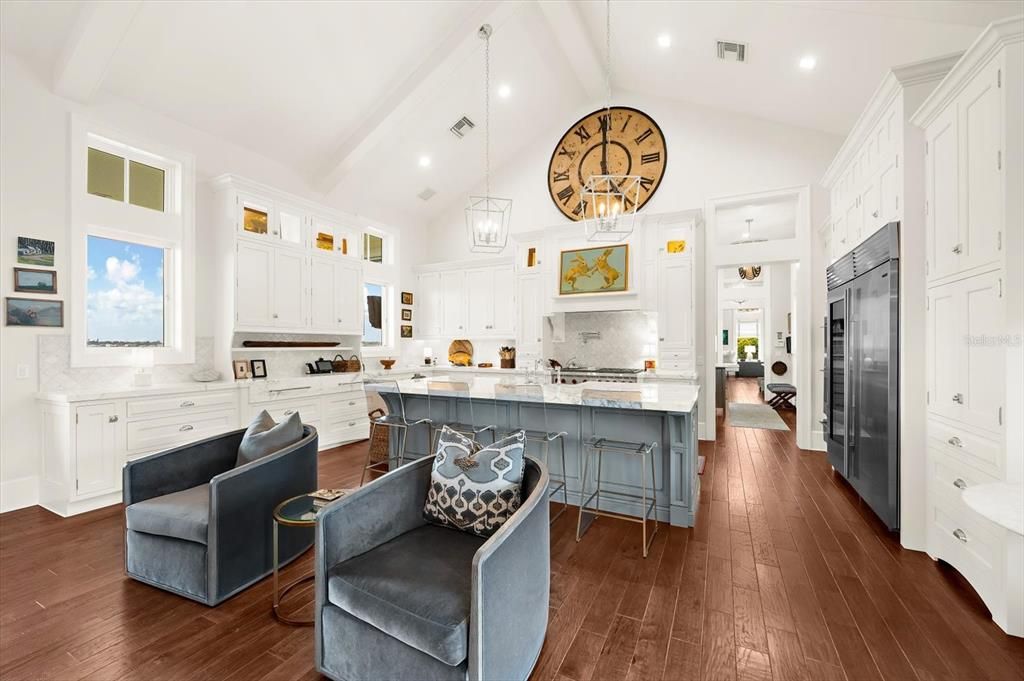 Interior, Kitchen, Pendant Lights, Recessed Lighting, Wood Texture Flooring