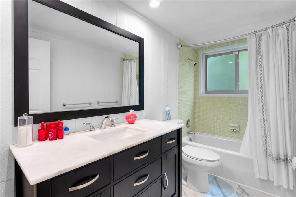 Bathroom, Interior, Marble, Recessed Lighting