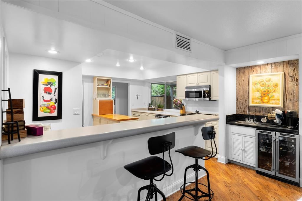 Interior, Kitchen, Recessed Lighting, Wood Texture Flooring