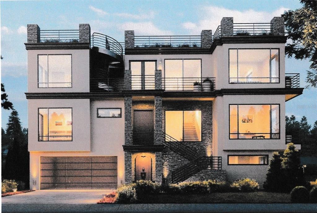 Attached, Exterior, Facade, Modern