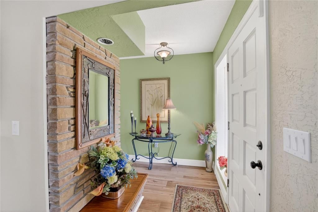 Interior, Stone Walls, Wood Texture Flooring