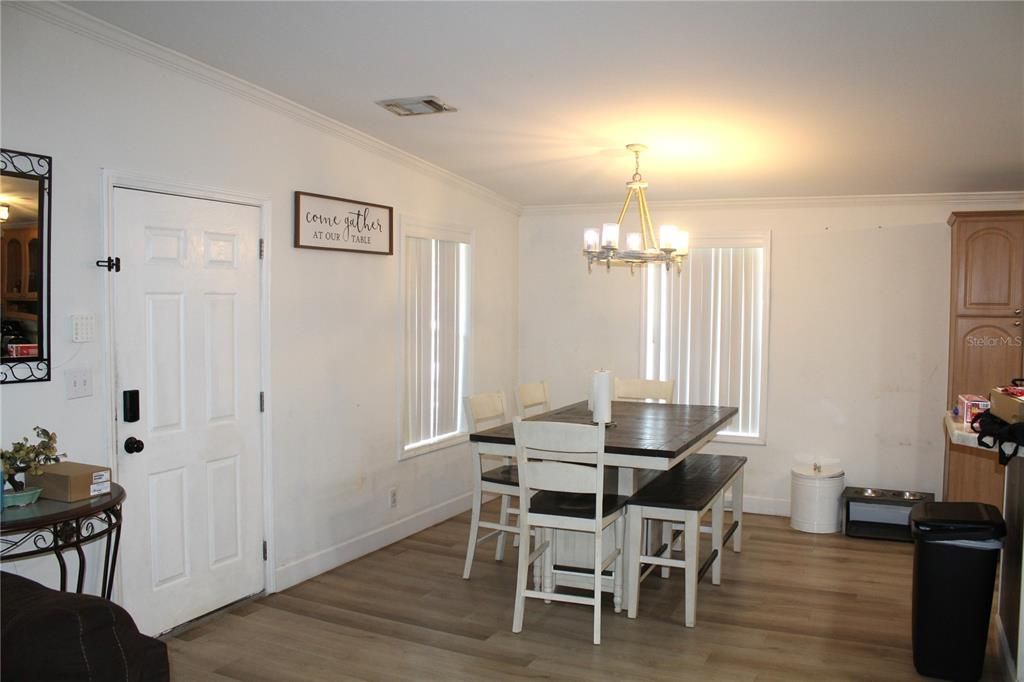 Chandelier, Dining room, Interior, Wood Texture Flooring