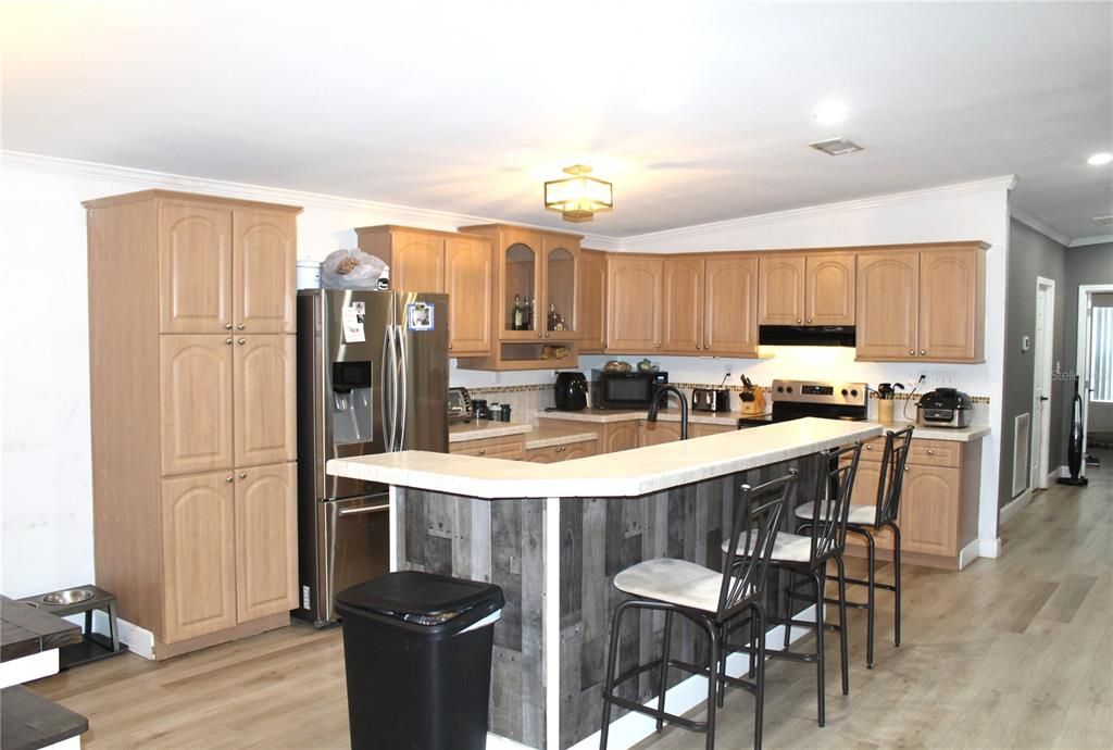 Interior, Kitchen, Recessed Lighting, Wood Texture Flooring