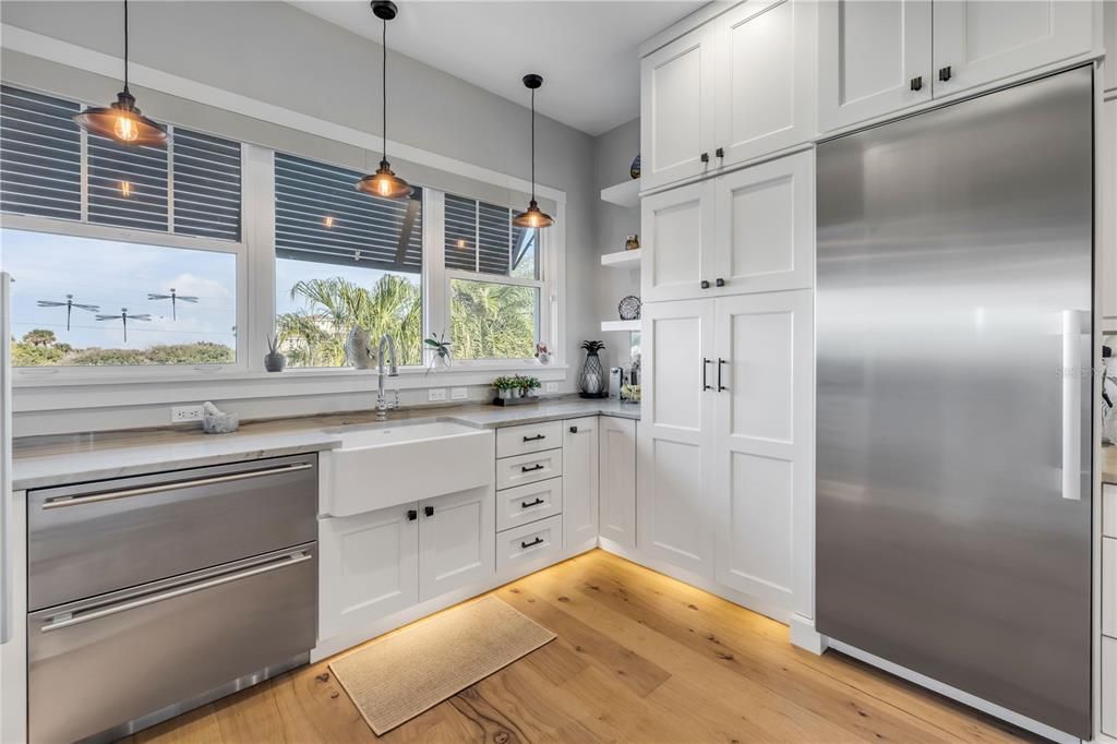 Interior, Kitchen, Pendant Lights, Stainless Steel Appliances, Wood Texture Flooring