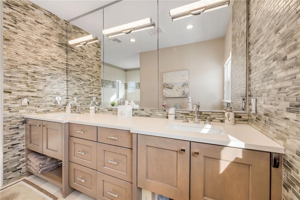Bathroom, Dual Sink Vanities, Glass Shower, Interior