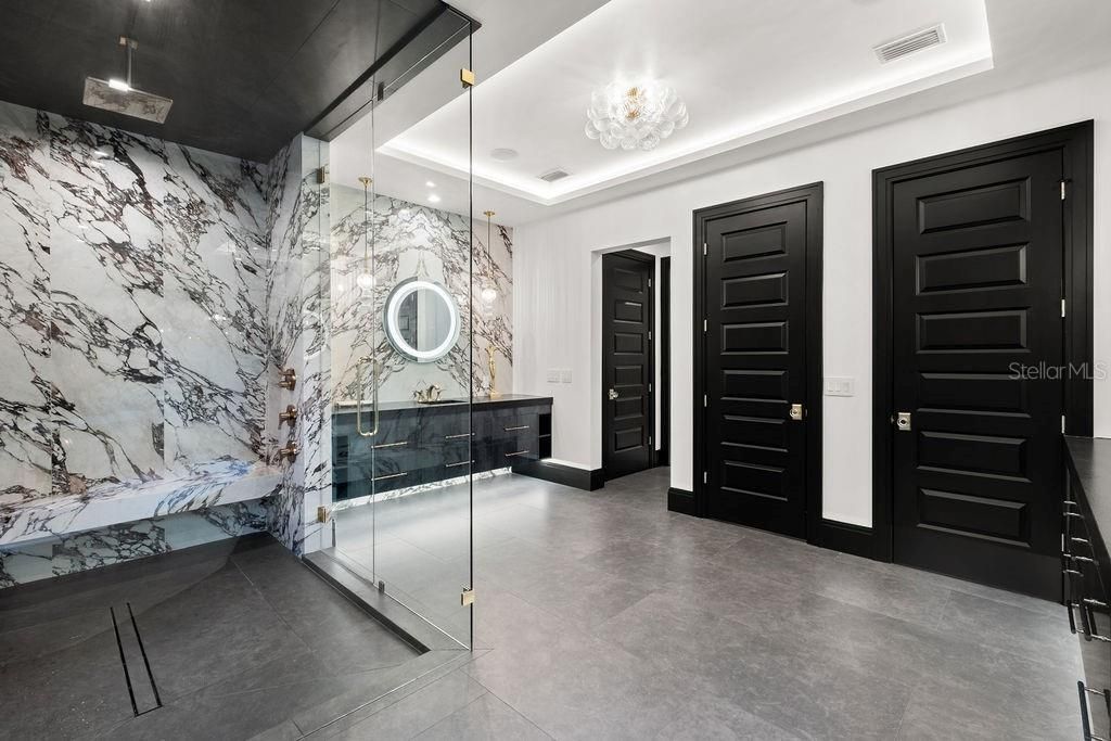 Chandelier, Interior, Marble Walls, Pendant Lights, Recessed Lighting