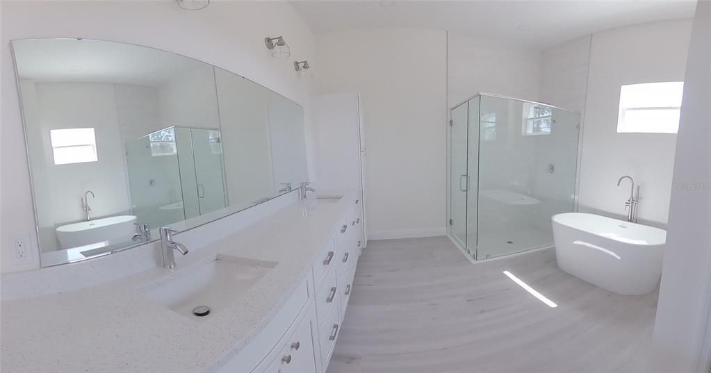 Bathroom, Dual Sink Vanities, Glass Shower, Interior