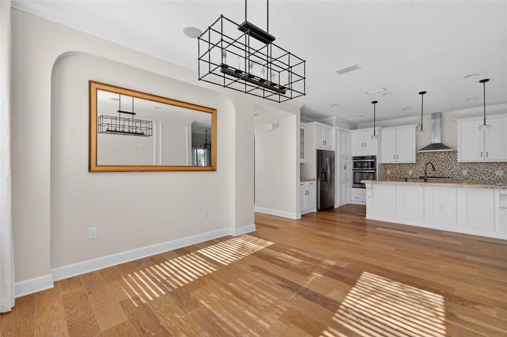 Interior, Kitchen, Pendant Lights, Wood Texture Flooring