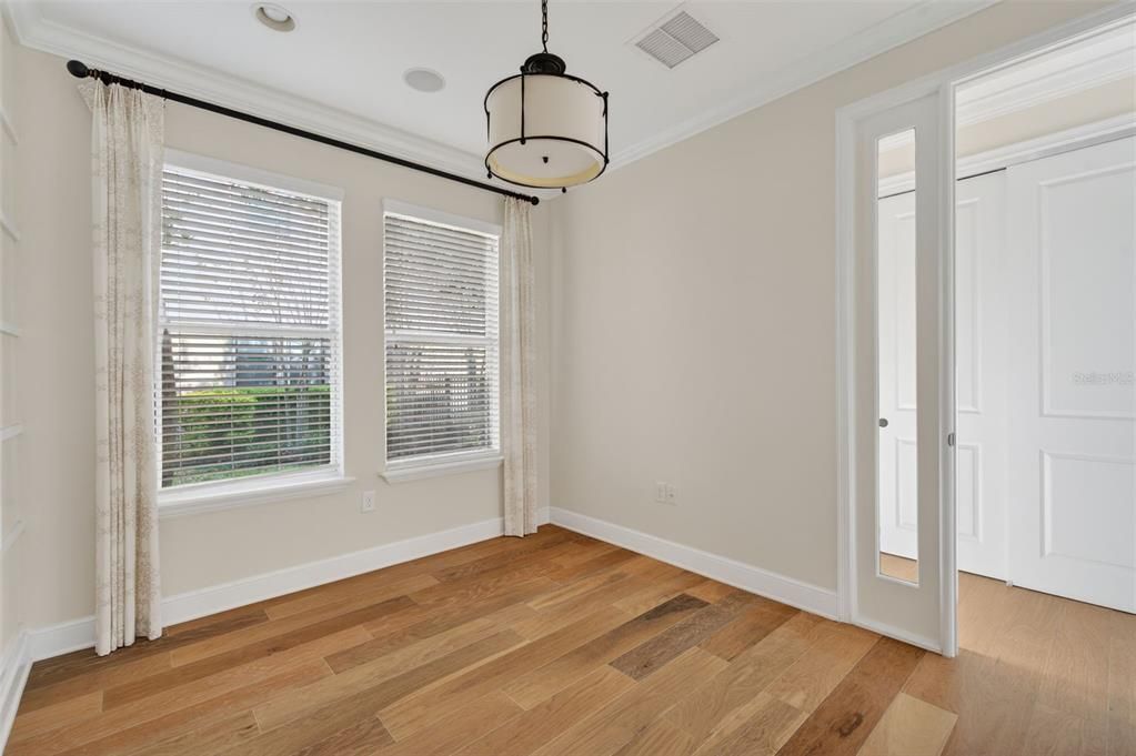 Empty room, Interior, Pendant Lights, Wood Texture Flooring