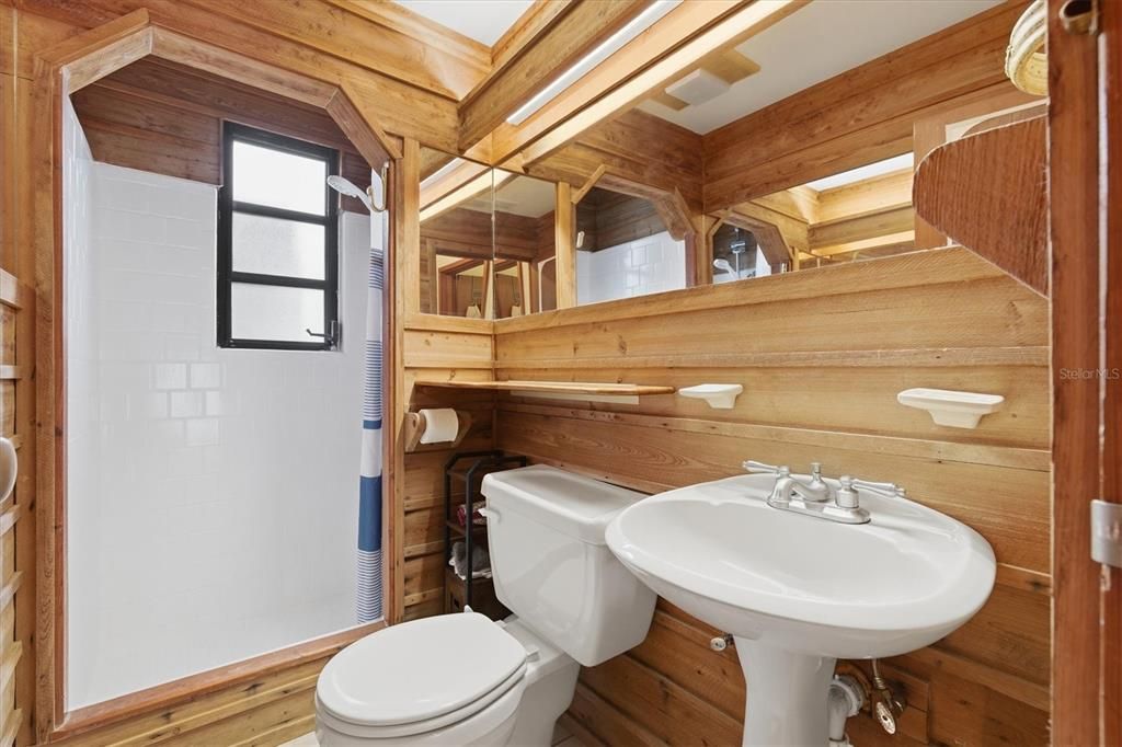 Bathroom, Interior, Wood Texture Flooring, Wooden Walls