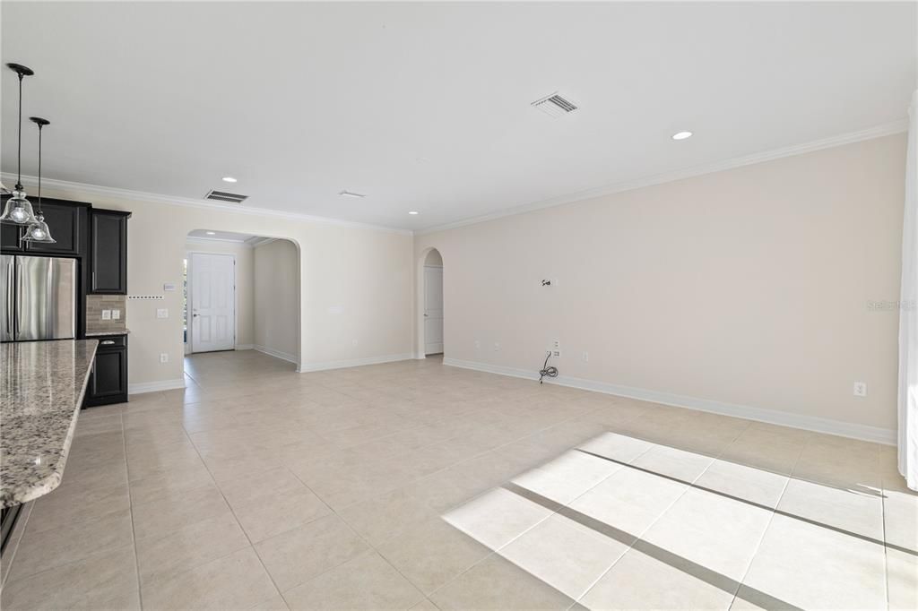 Empty room, Interior, Kitchen, Pendant Lights, Recessed Lighting