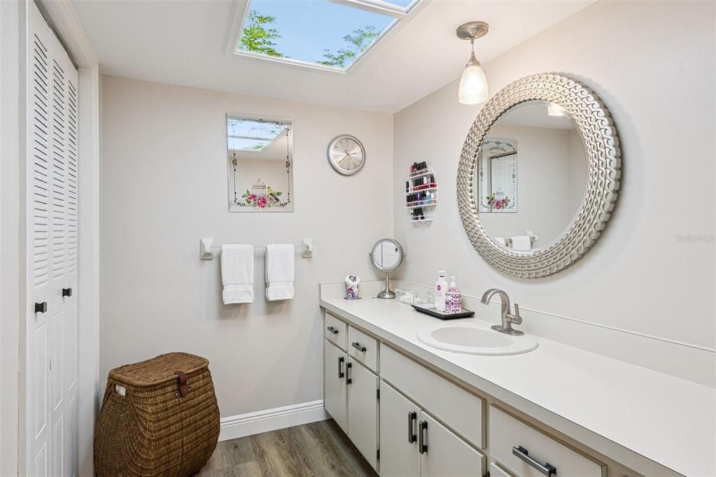 Bathroom, Dual Sink Vanities, Interior, Wood Texture Flooring