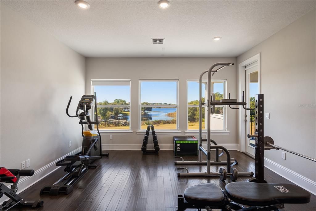 Fitness Equipment, Interior, Recessed Lighting, Water, Wood Texture Flooring