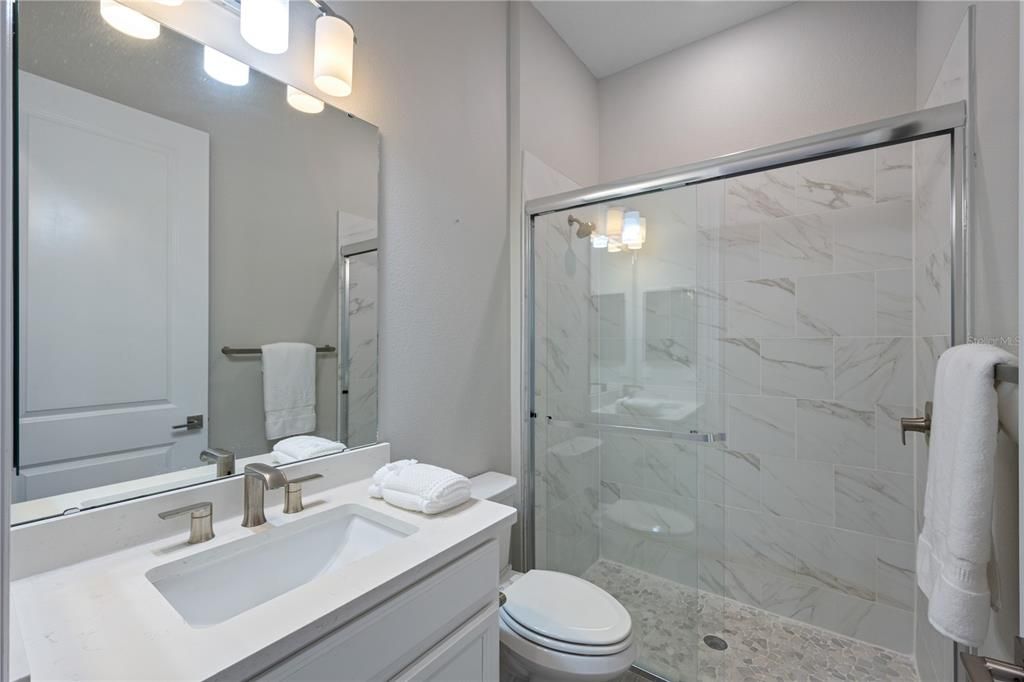 Bathroom, Glass Shower, Interior, Marble Walls