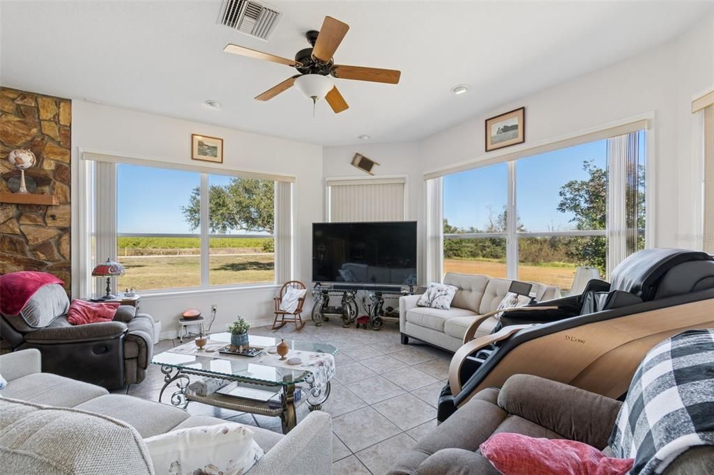 Interior, Living room, Recessed Lighting, Stone Walls