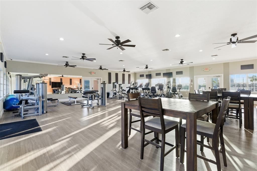 Dining room, Fitness Equipment, Gym, Interior, Recessed Lighting