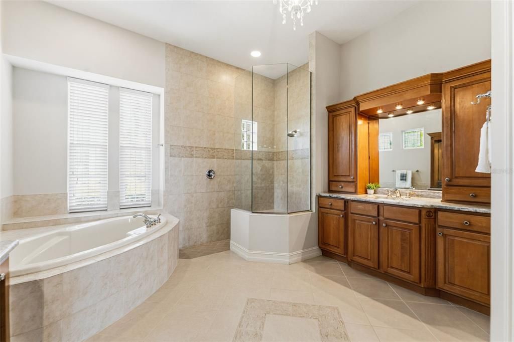 Bathroom, Glass Shower, Interior, Recessed Lighting