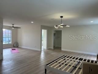 Empty room, Interior, Pendant Lights, Recessed Lighting, Wood Texture Flooring