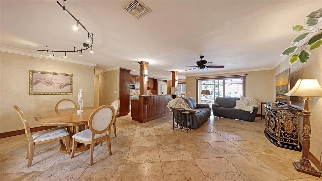 Dining room, Interior, Kitchen, Living room, Recessed Lighting