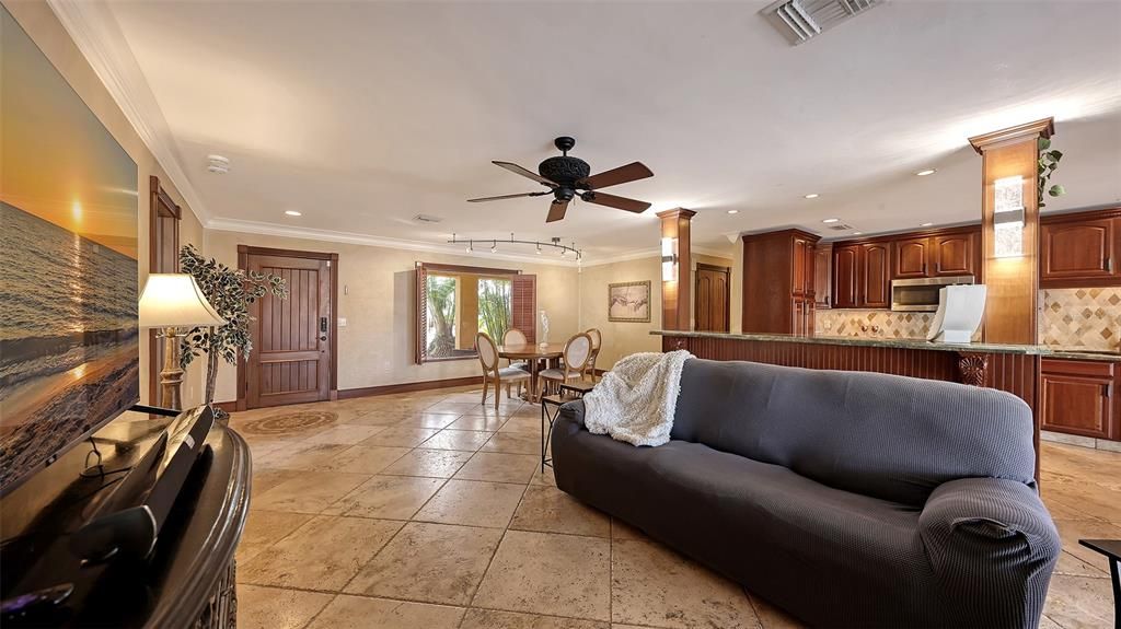 Dining room, Interior, Kitchen, Living room, Recessed Lighting