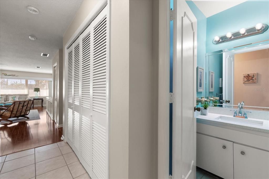 Bathroom, Interior, Recessed Lighting, Wood Texture Flooring