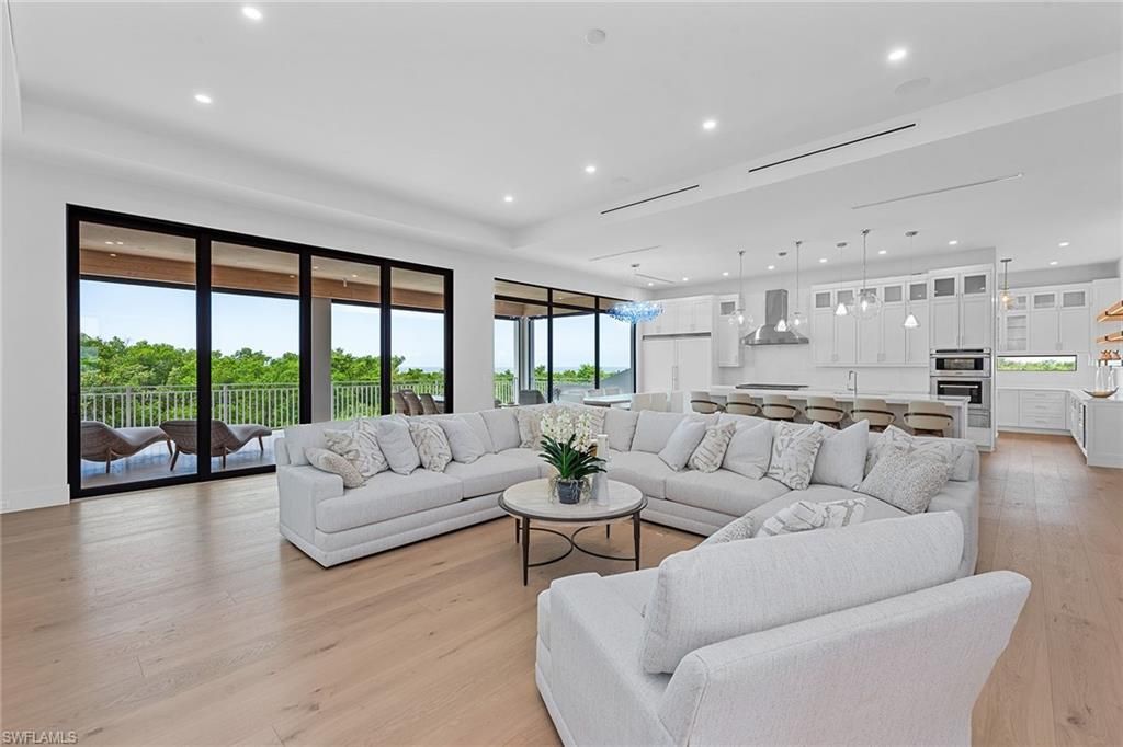 Interior, Kitchen, Living room, Pendant Lights, Recessed Lighting, Stainless Steel Appliances, Wood Texture Flooring