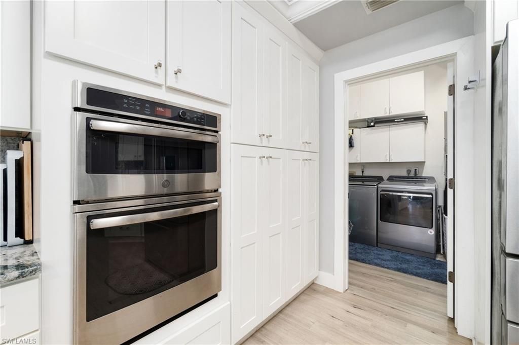 Interior, Kitchen, Stainless Steel Appliances, Washer, Wood Texture Flooring