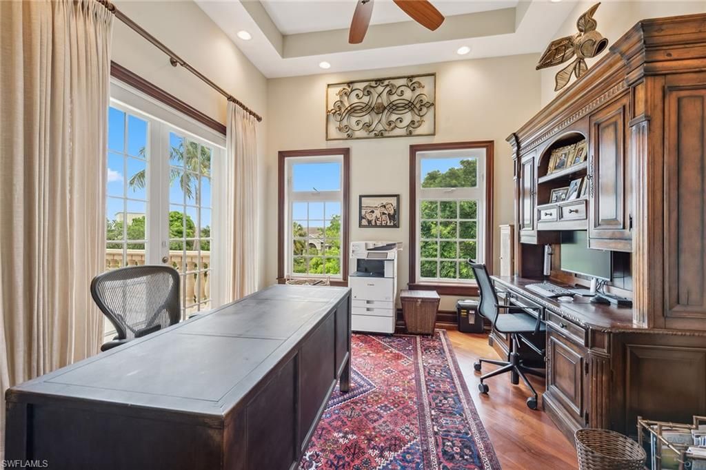 Home Office, Interior, Recessed Lighting, Wood Texture Flooring