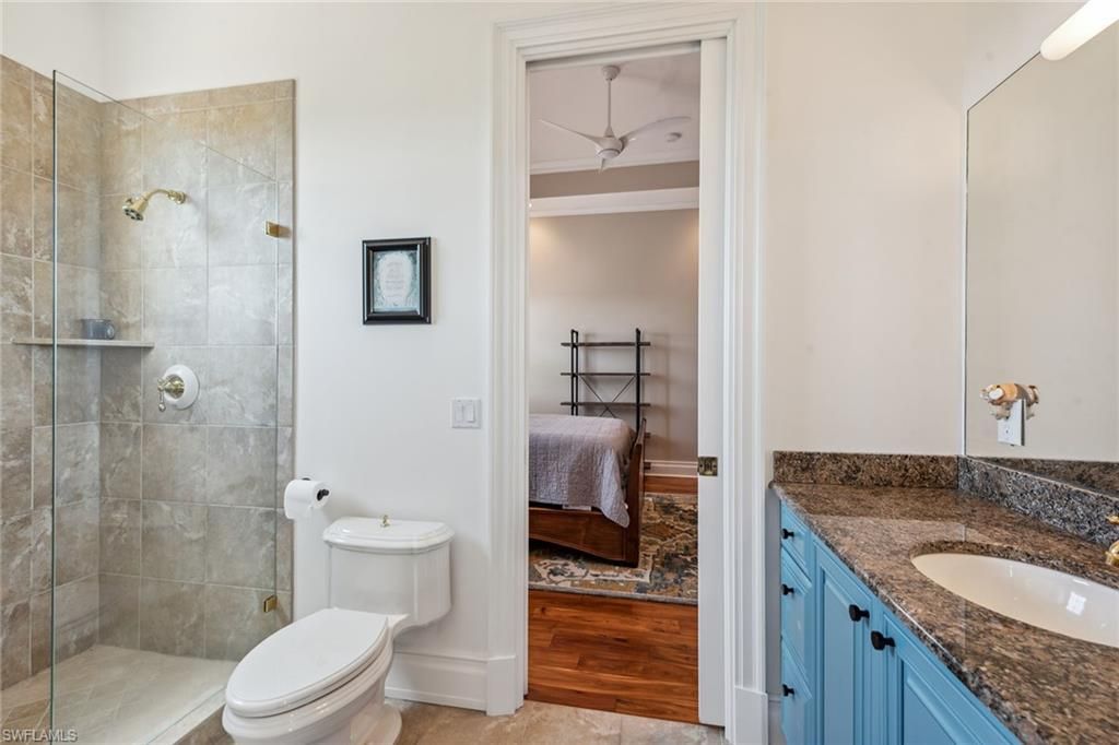 Bathroom, Bedroom, Glass Shower, Interior, Wood Texture Flooring