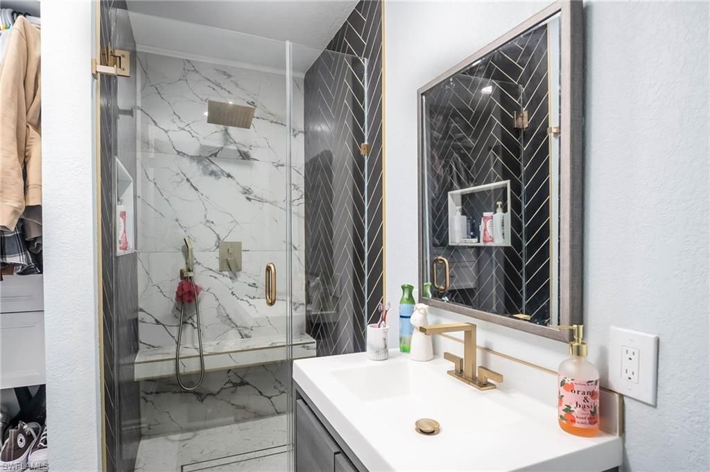 Bathroom, Glass Shower, Interior, Marble Walls