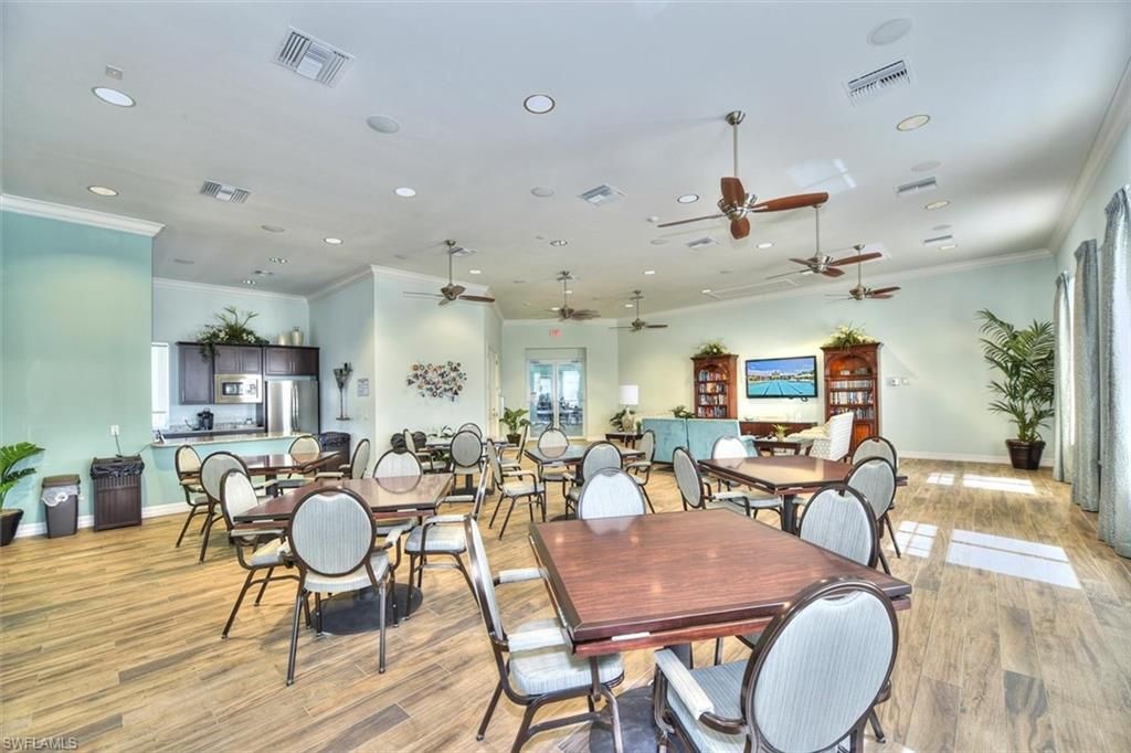 Dining room, Interior, Kitchen, Recessed Lighting, Stainless Steel Appliances, Wood Texture Flooring