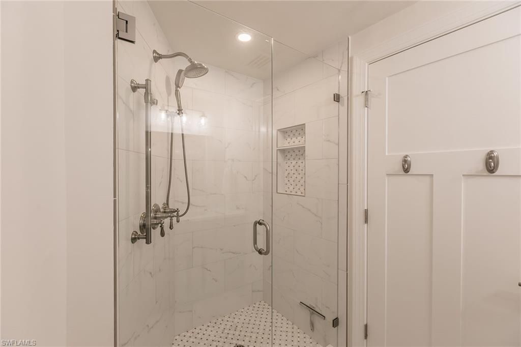 Bathroom, Glass Shower, Interior, Marble Walls, Recessed Lighting