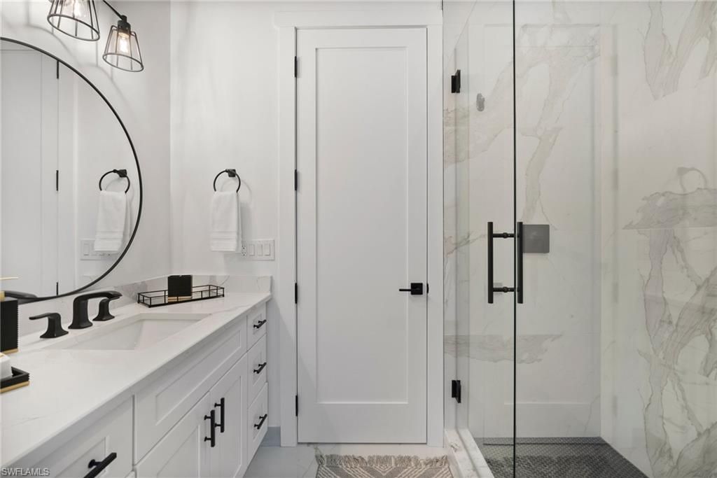 Bathroom, Glass Shower, Interior, Marble Walls