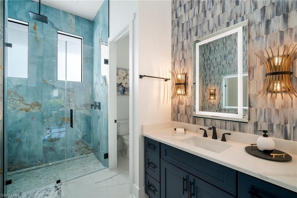 Bathroom, Glass Shower, Interior, Marble