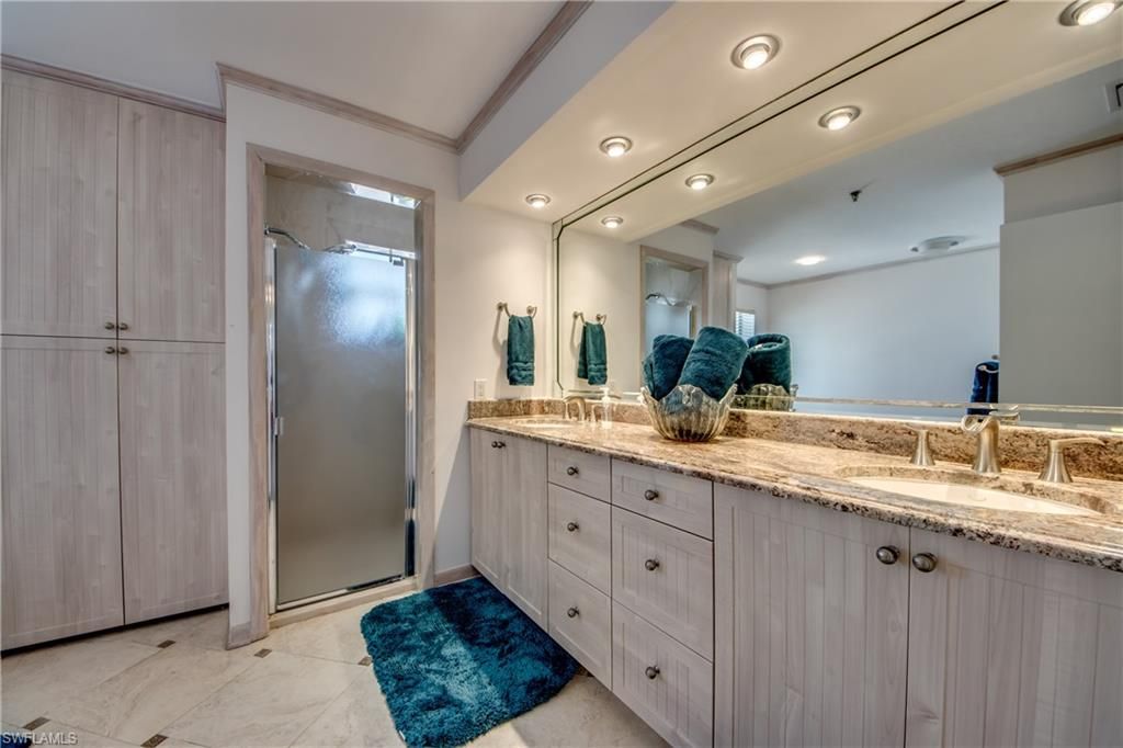 Bathroom, Dual Sink Vanities, Glass Shower, Interior, Recessed Lighting